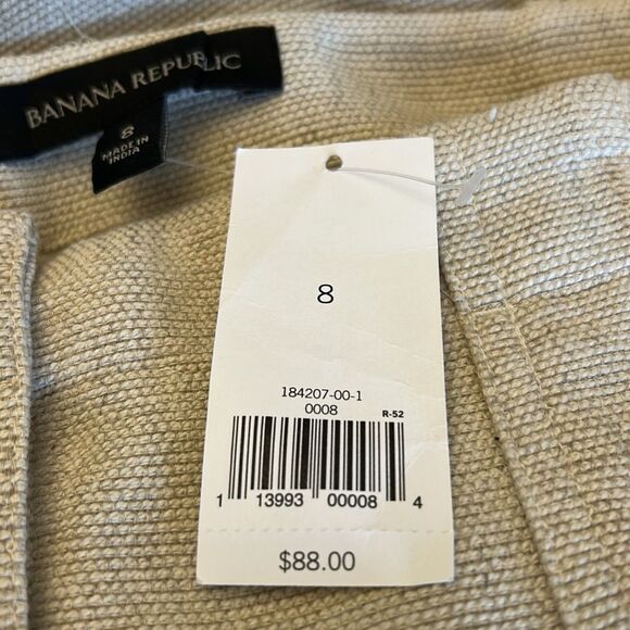 Banana Republic beige A-line button front mini skirt Size 8 New - Picture 9 of 12